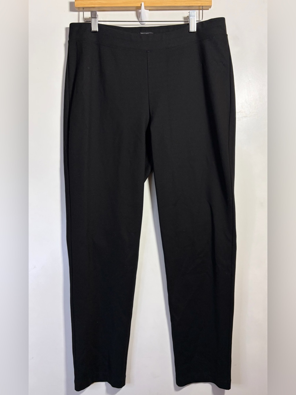 Eileen Fisher Washable Stretch Ponte Slim Ankle Pant M Black Tencel Minimalist